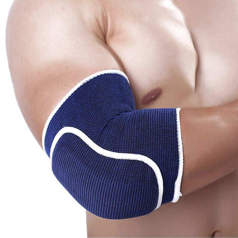 YCYU Workouty 1 Pair Compression Elbow Pads Arm Brace Support Fitness Arm Knee Protector Volleyball Basketball Breathable Elbow Wraps (Blue) - Image 1